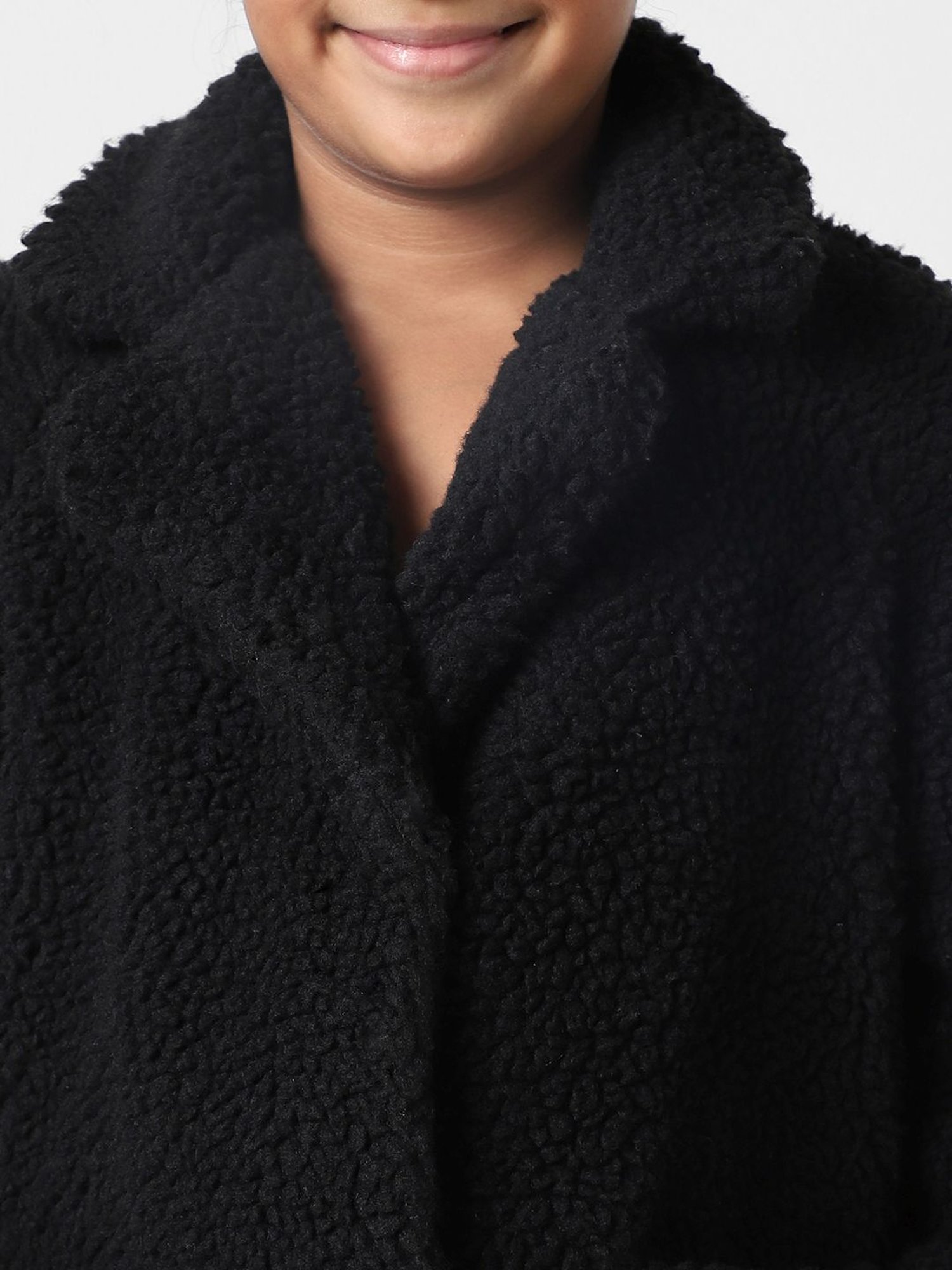 KIDS ONLY Kids Black Regular Fit Full Sleeves Coat