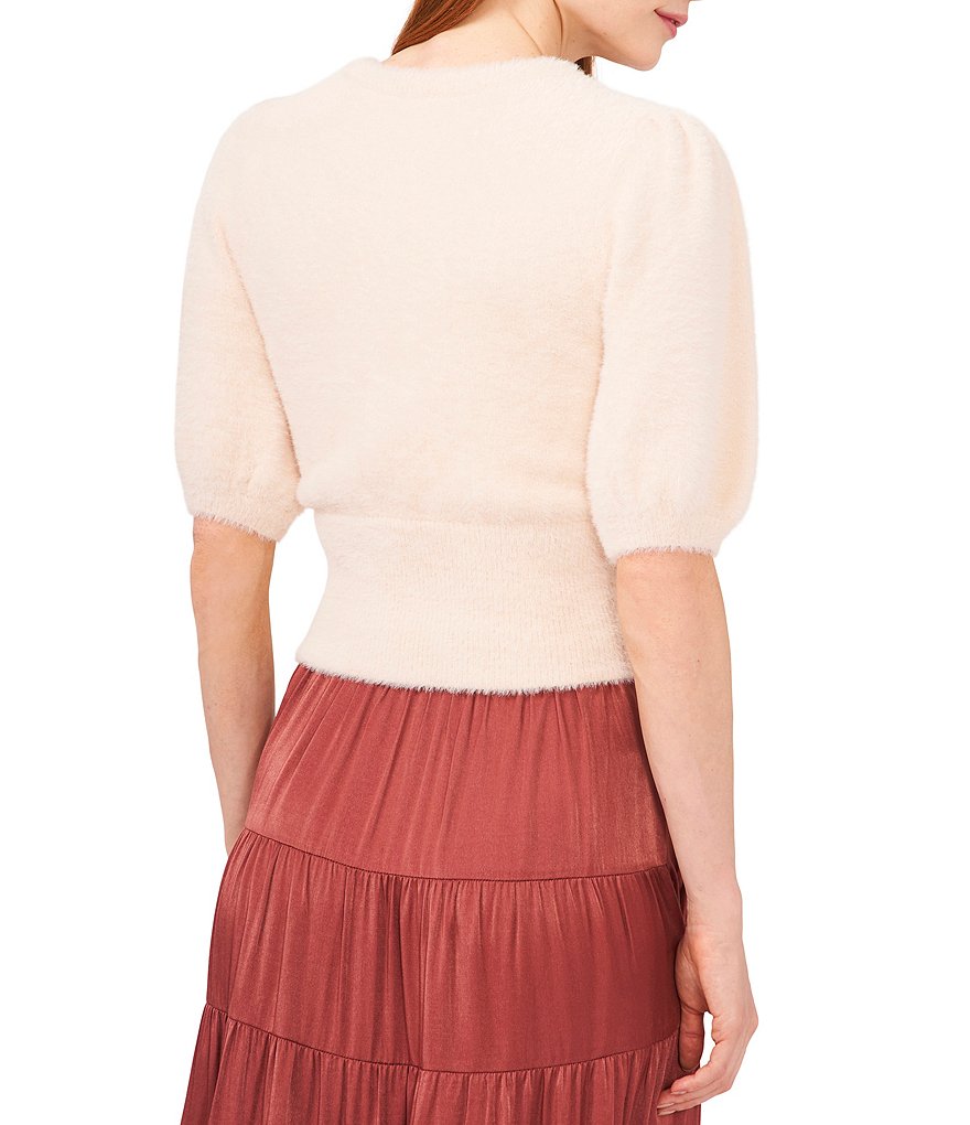 A Loves A Round Neck Long Bishop Sleeve Rib Knit Sweater