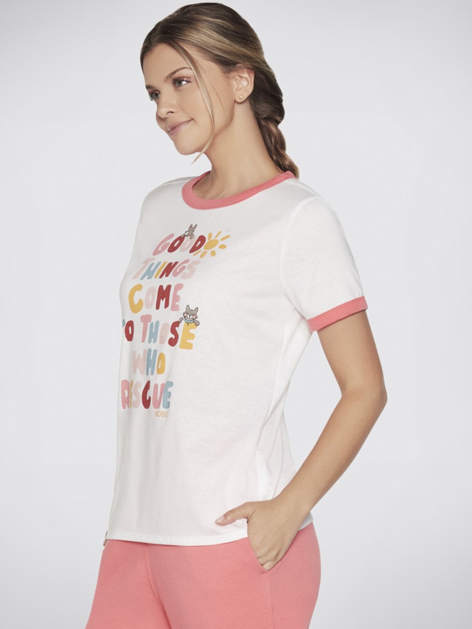 Skechers White Graphic Print T-shirt