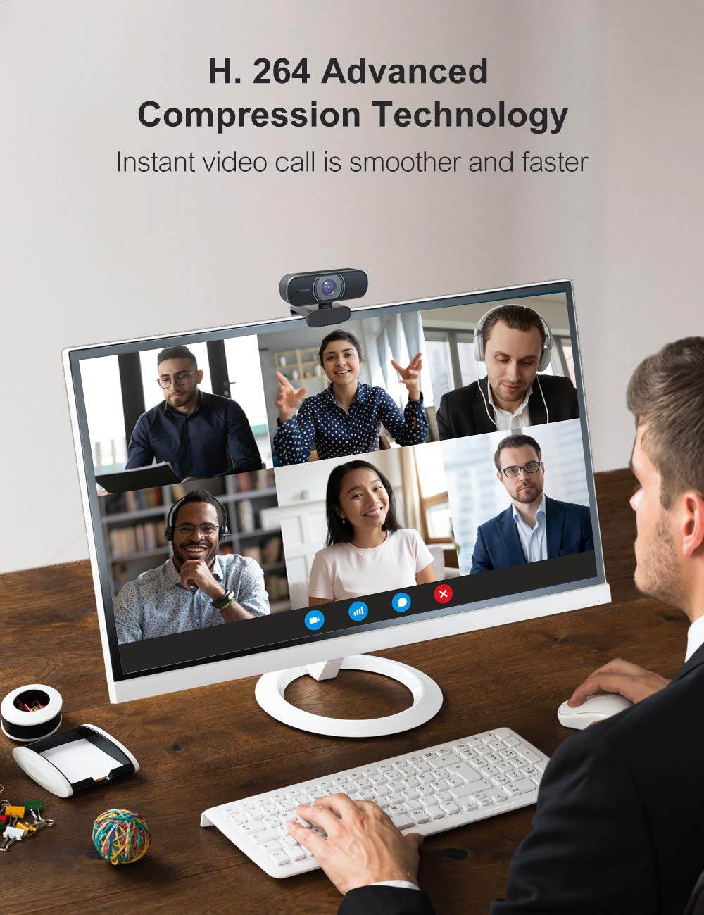 Webcam with Microphone, 1080P HD Webcam Streaming Computer Web Camera - USB Computer Camera for PC Laptop Desktop Video Calling, Conference