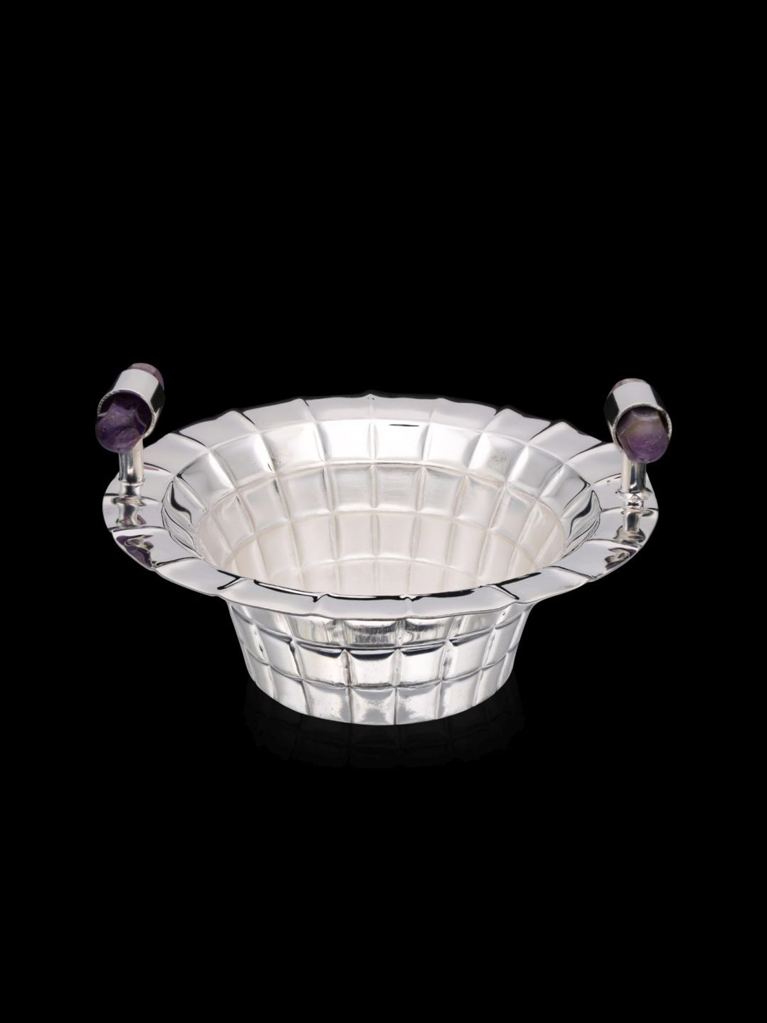 CKC Luxurious Silver Gemstone Bowl - Elegant Faceted Design - 136 gm