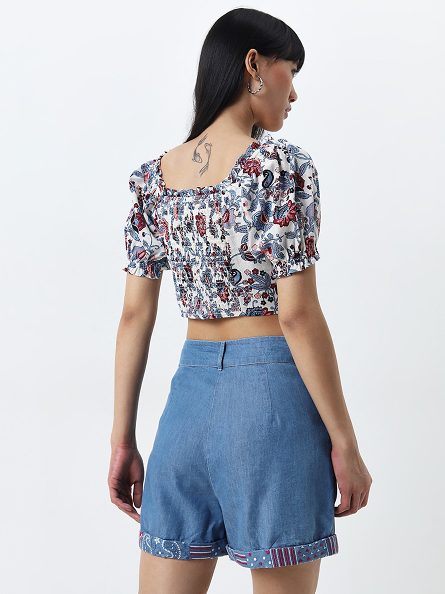 Bombay Paisley by Westside Multicolour Floral Printed Cotton Blend Top