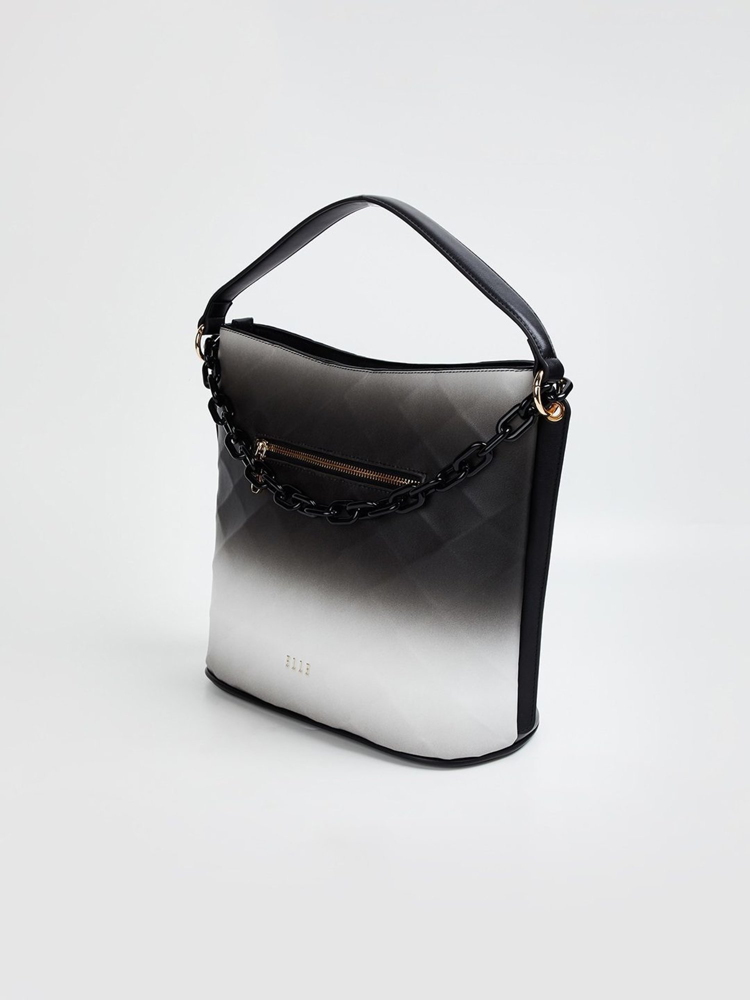 Elle Black Textured Hobo Bag