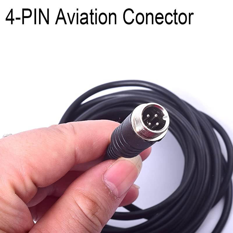 32FT 10M  Car Video 4-Pin Aviation Extension Cable for CCTV Rearview Camera Truck Trailer Camper Bus Motorhome Vehicle Backup Monitor System Waterproof Shockproof