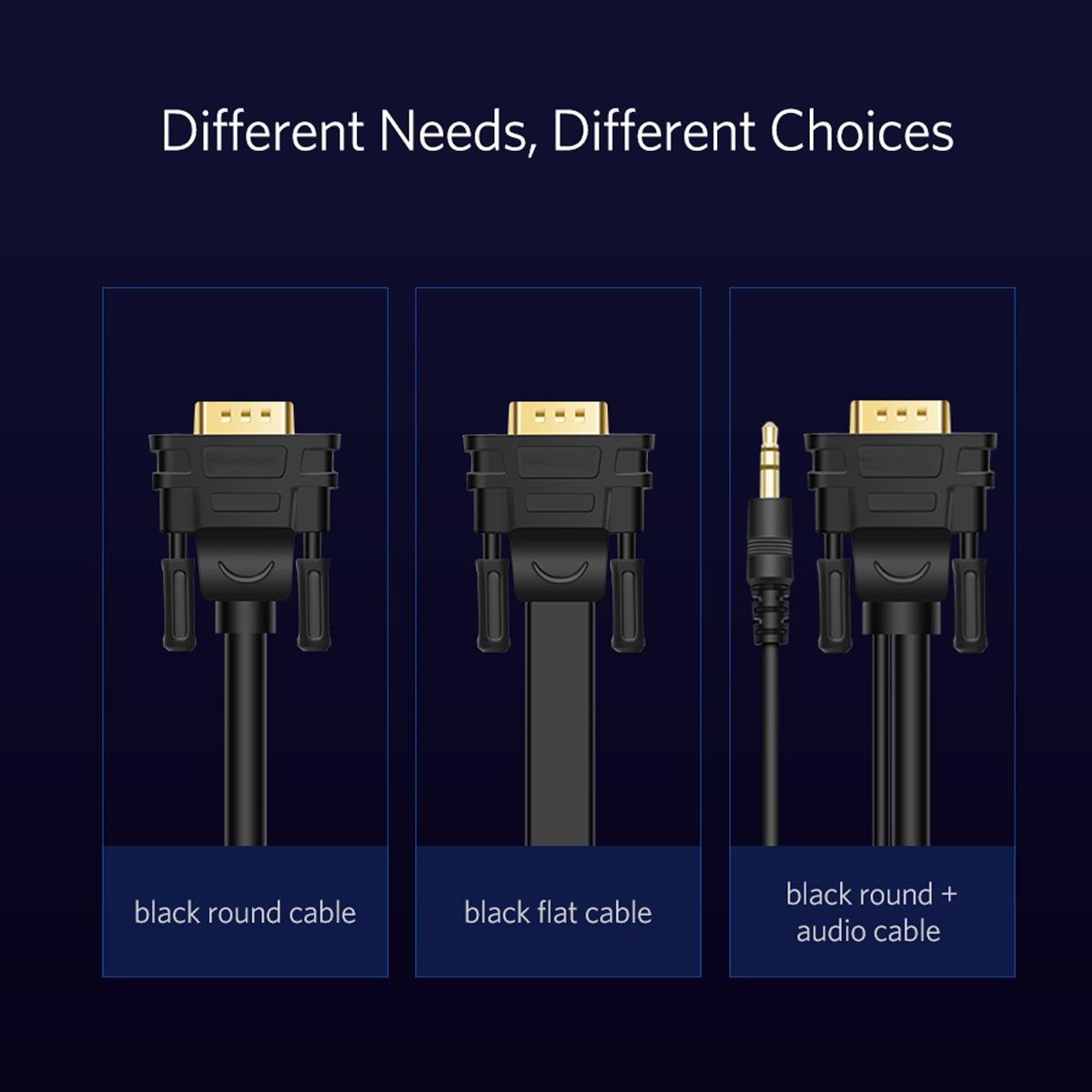 Ugreen VG101 1080P VGA to VGA Cable Male to Male Shielding Video Cable for HDTV PC - 1-30M - 2M