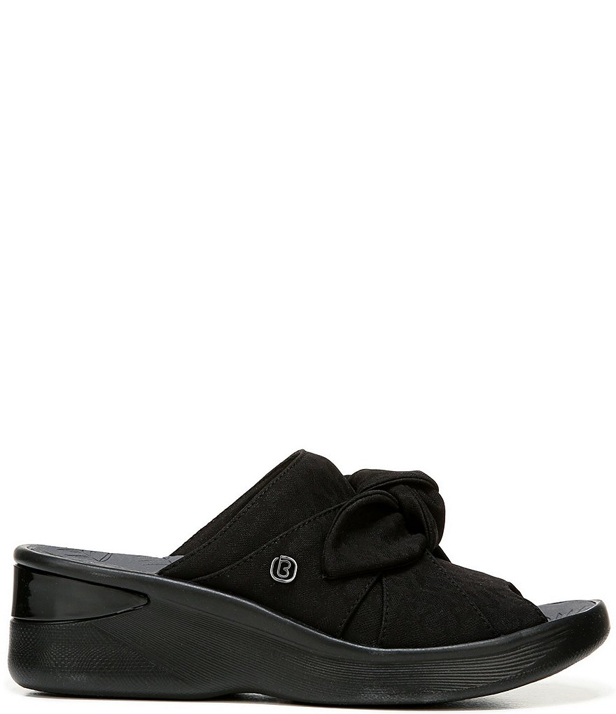 Bzees Smile Knit Bow Detail Washable Wedge Slide Sandals