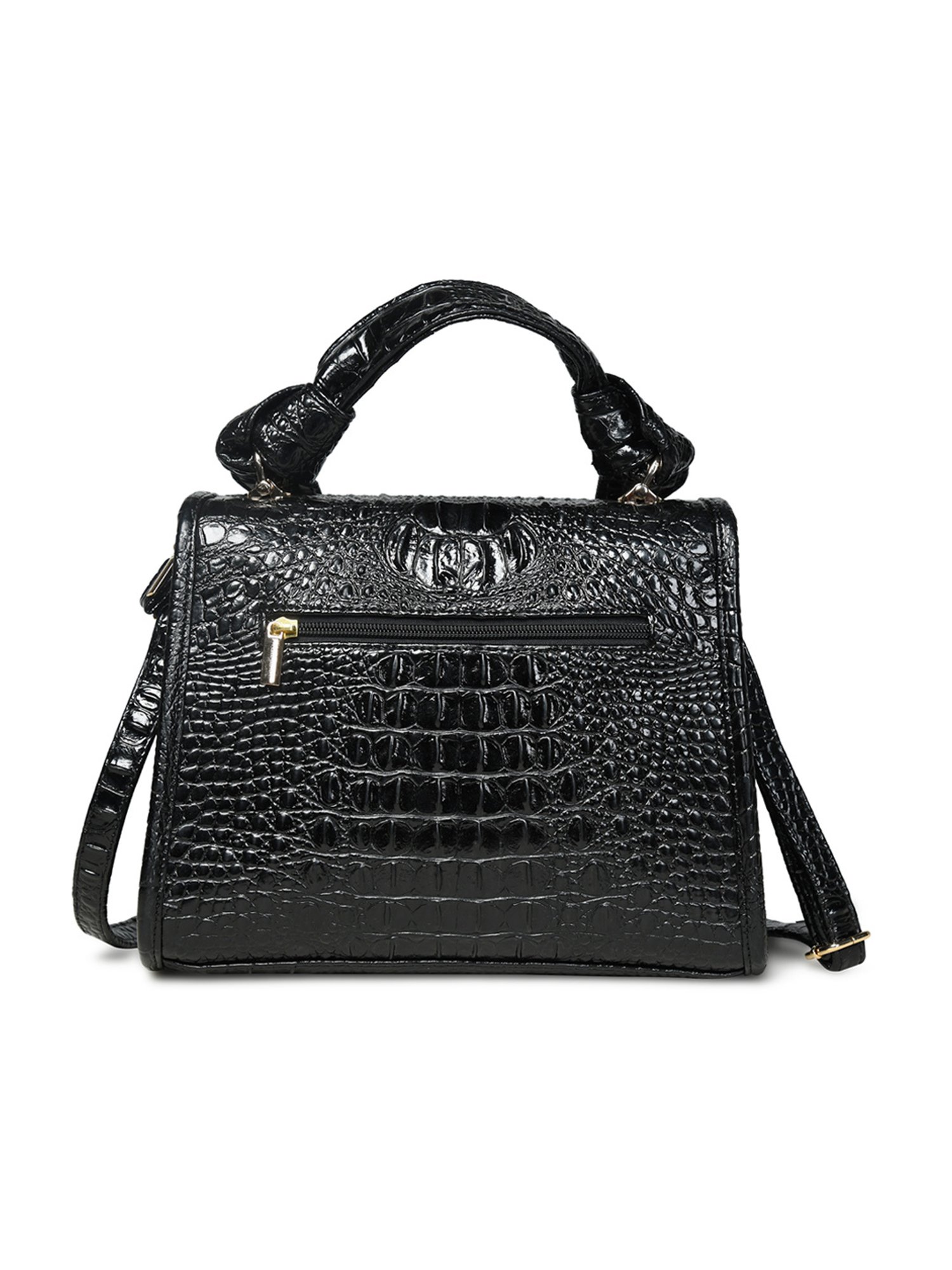 PELLE LUXUR Black Animal Effect Medium Satchel