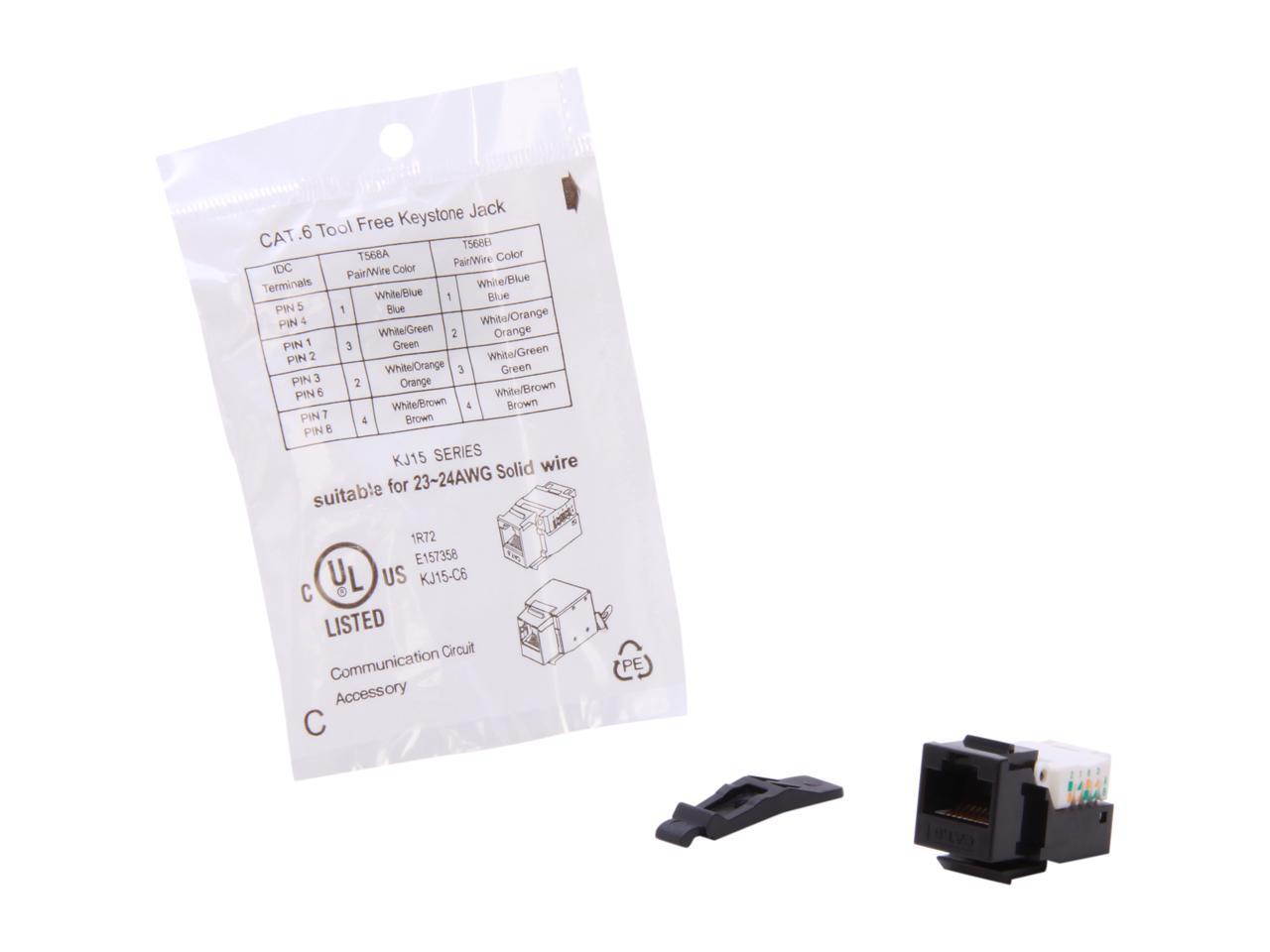 SA  RJ45TL-K Cat. 6 Tool Less Keystone Jack -Black