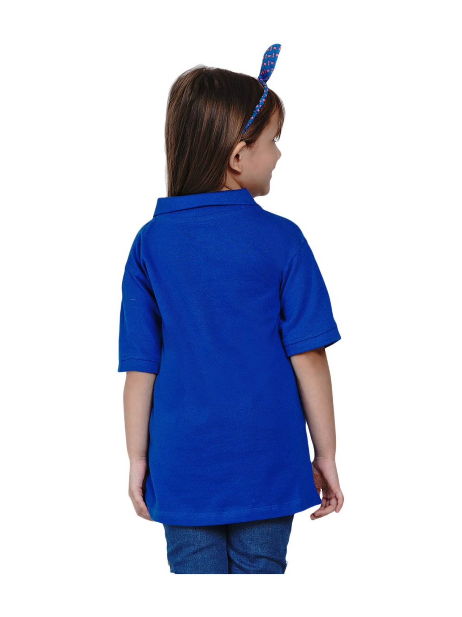 Berrytree Organic Kids Blue Cotton Sister Bear Polo T-Shirt