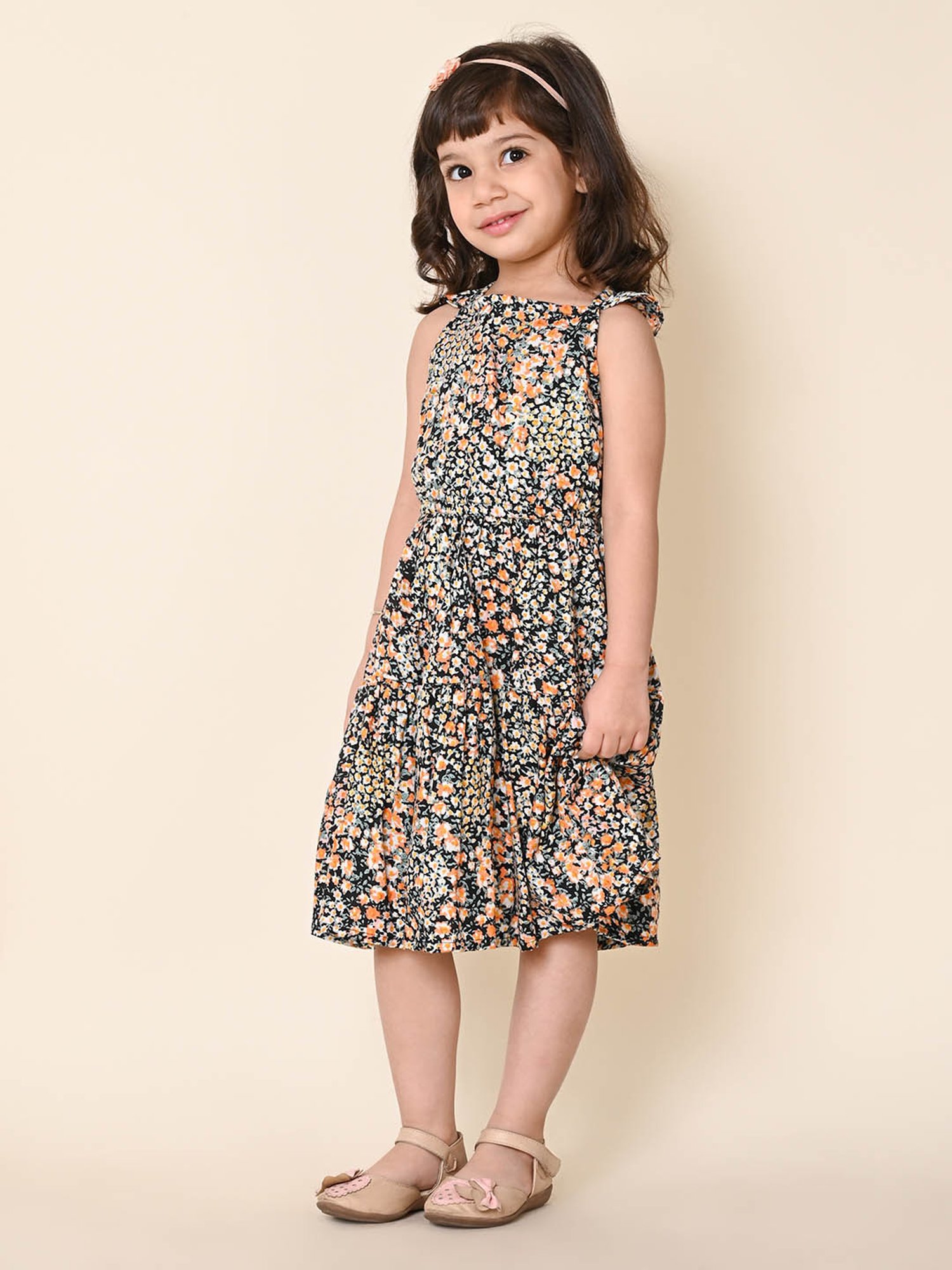 LilPicks Kids Multicolor Floral Print Dress