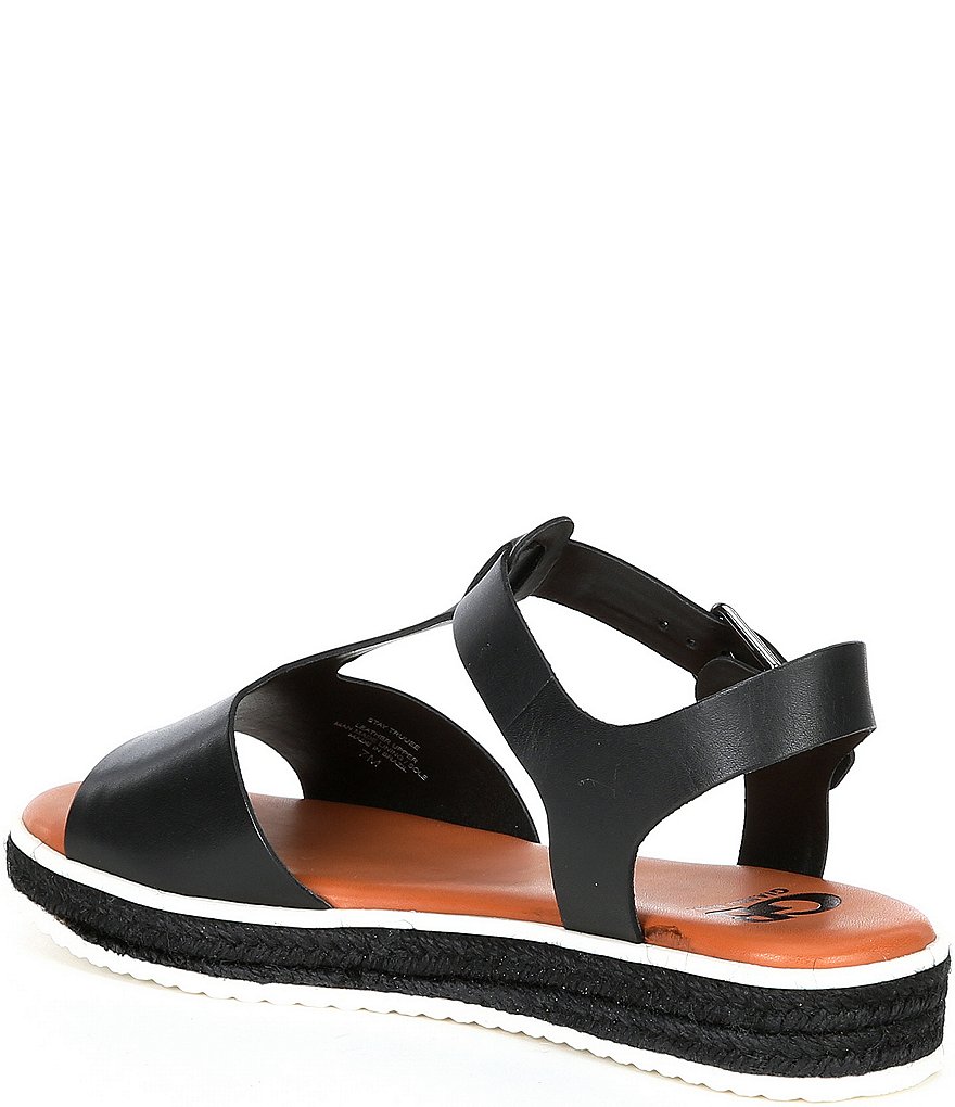 GB Stay-Truuee Leather T-Strap Sandals