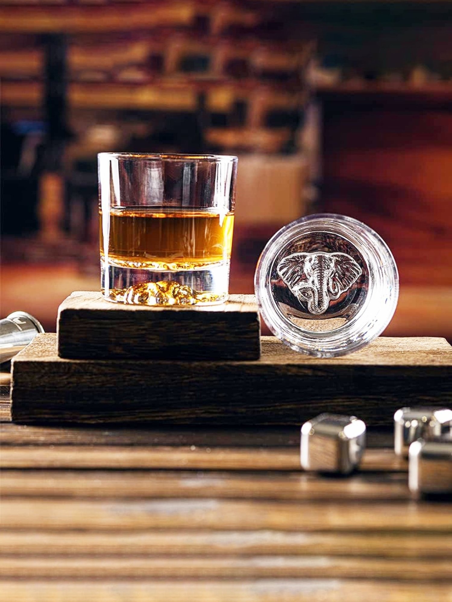 Melbify Elephant Transparent Whiskey Glass 300ml - Set of 2