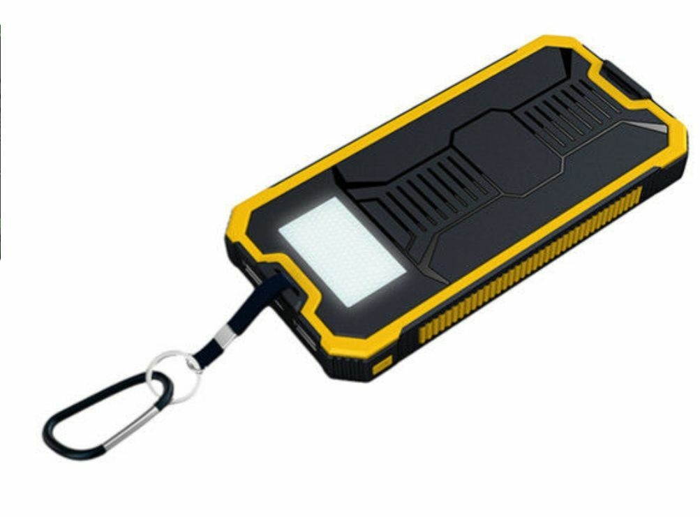Waterproof 2000000mAh Portable Solar Charger Dual USB Battery Power Bank Yellow