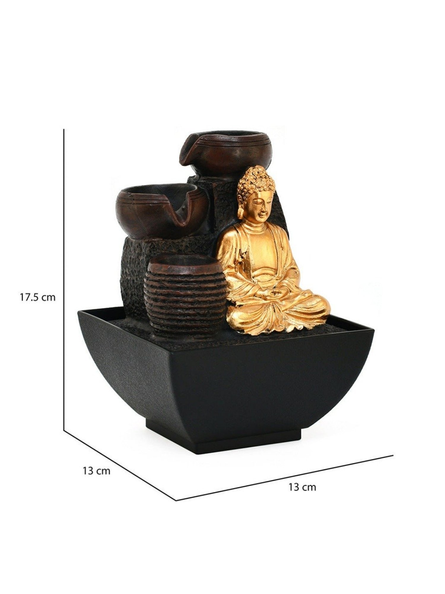 @home by Nilkamal Gold & Brown Resin Meditating Buddha Decorative Water Fountain