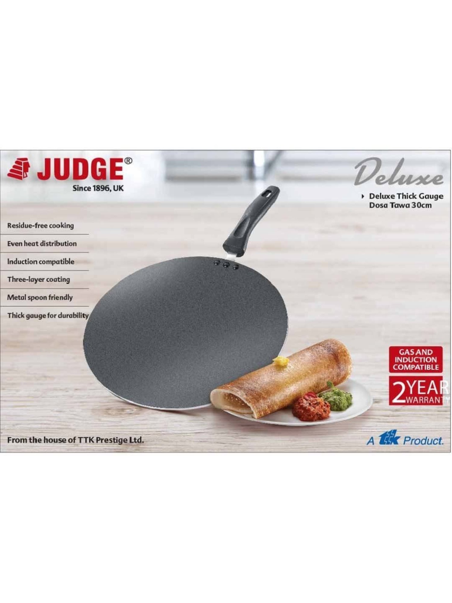 JUDGE Deluxe Thick Guage Black Aluminium 32 cm Induction Tawa (5 L)