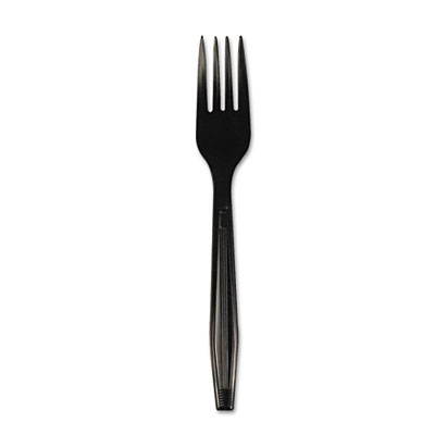 Boardwalk YPH-FE Full Length Polystyrene Cutlery, Fork, Black, 1000/Carton