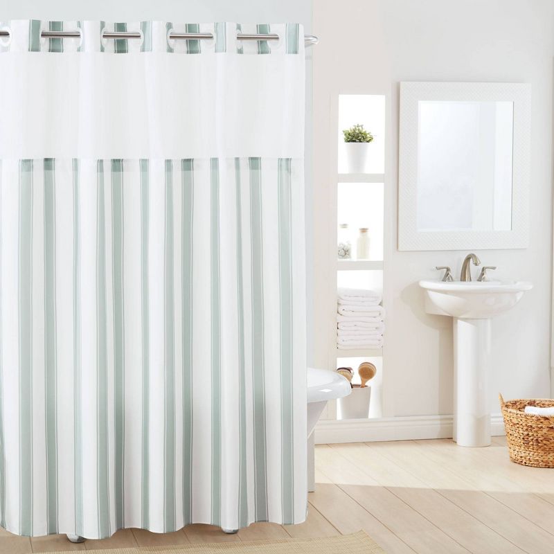 Striped Shower Curtain with Liner Gray - Hookless