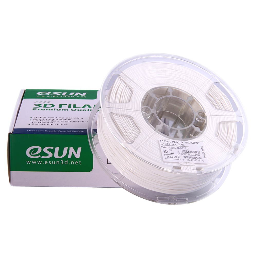 eSUN PLA+ 1.75mm White 3D Printer Filament Corn Grain Refining Material 1KG Spool (2.2lbs) Dimensional Accuracy +/- 0.05mm Consumables