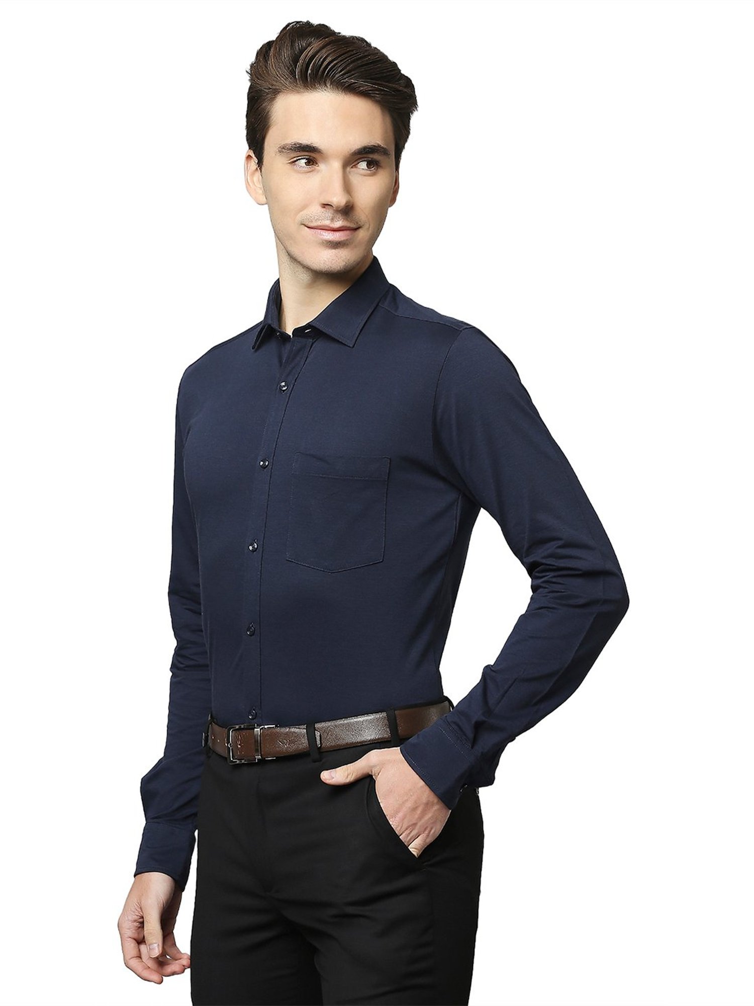 Park Avenue Navy Slim Fit Shirt