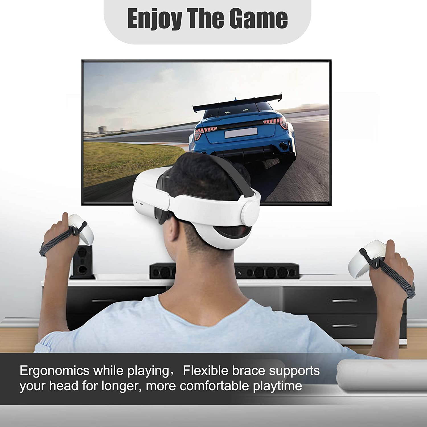 Adjustable Head Strap for Oculus Quest 2 Headband Replacement for Oculus Quest 2 Elite Strap,Enhanced Comfort and Support Oculus Quest 2 Accessories (White)