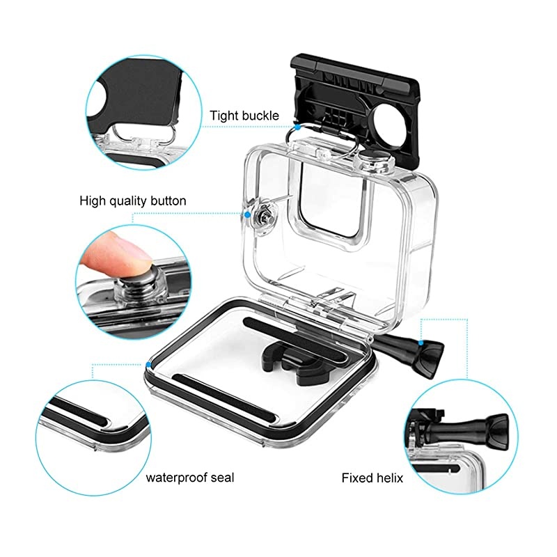 60M/ 196FT Waterproof Case for Gopro Hero 8 Housing,  Underwater Hero 8 Protective Housing Case Shell Bracket Gopro Hero8 Accessories, Diving Case for Go Pro Action Camera