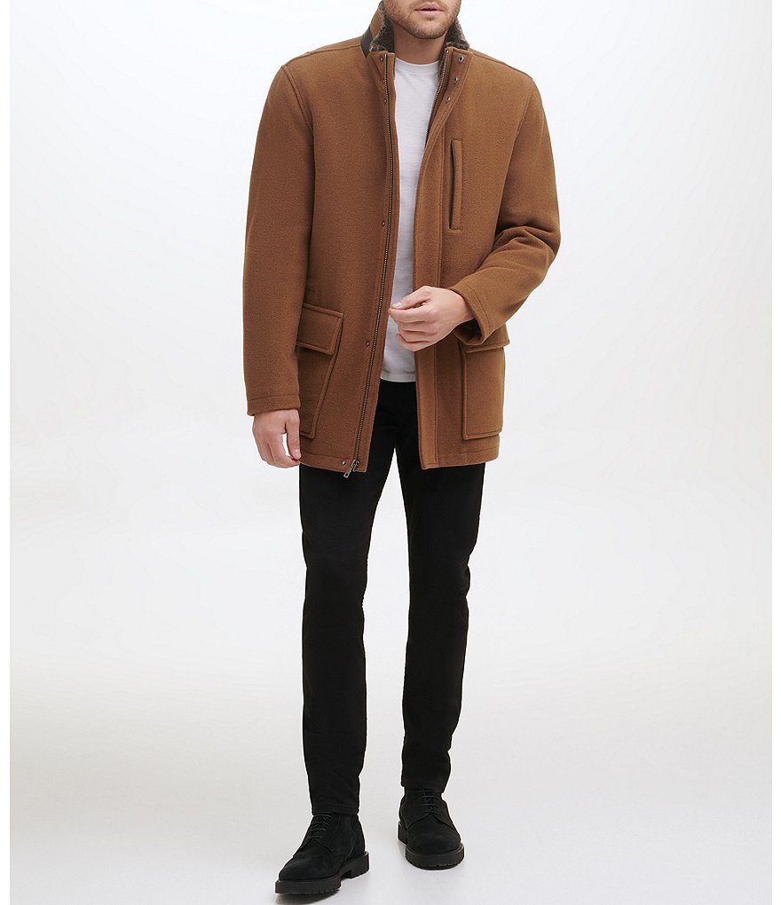 Cole Haan Long-Sleeve Wool-Blend Plush Car Coat