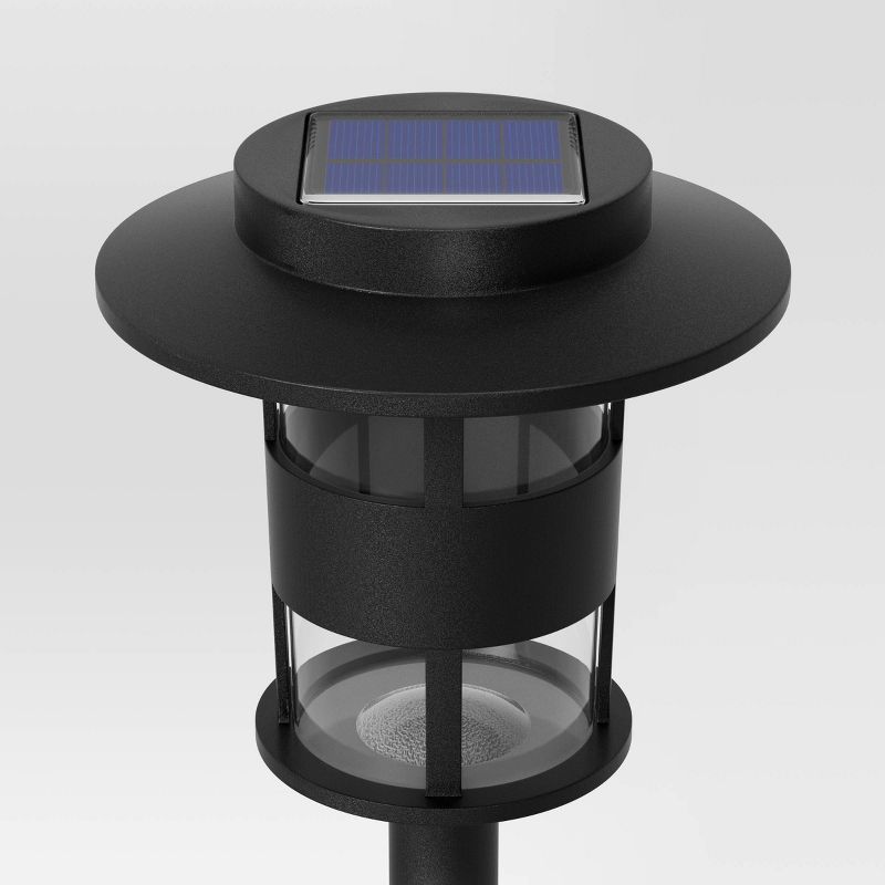 Cylinder Hooded Solar Pathway Light Black - Threshold™