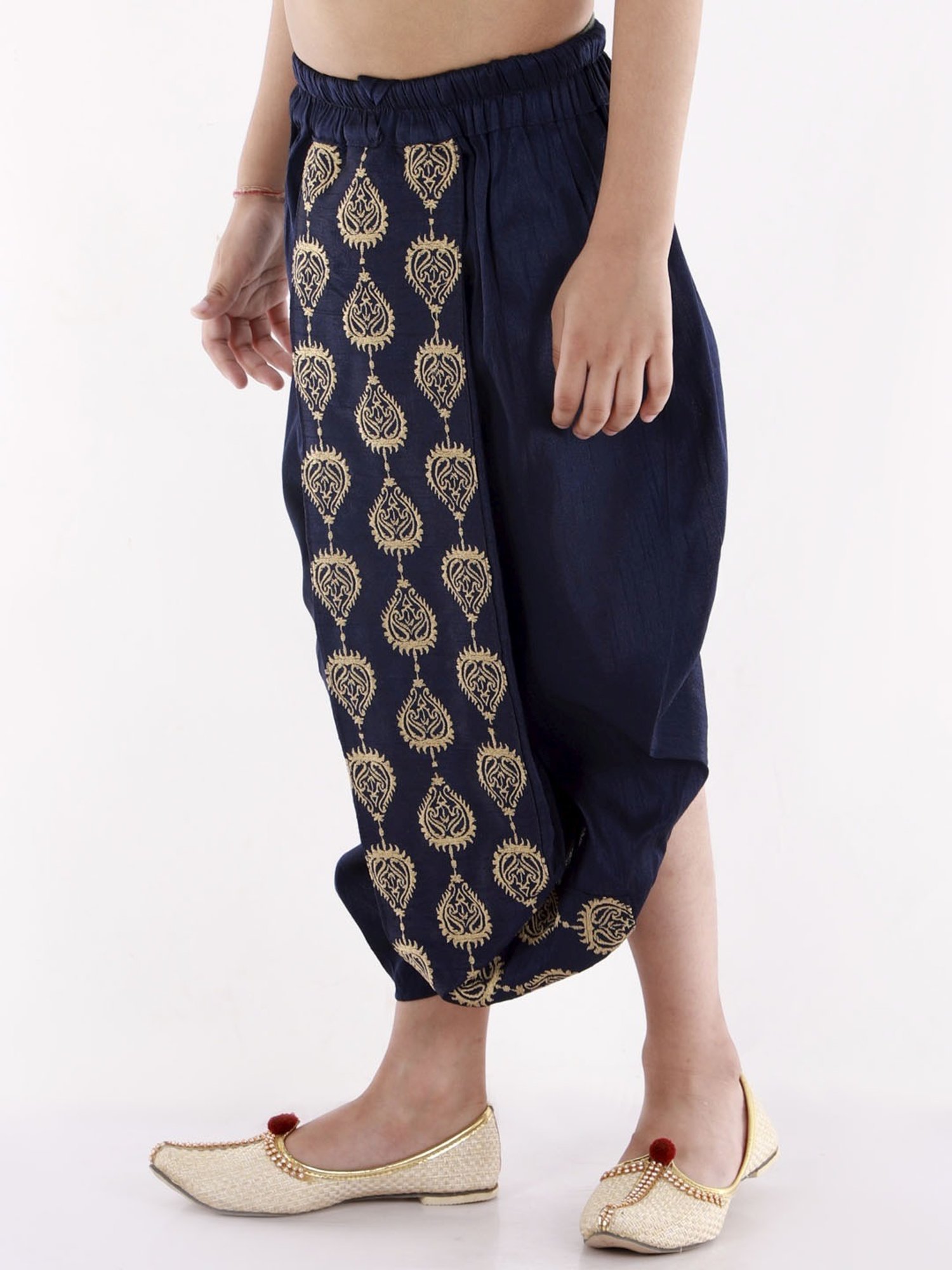 VASTRAMAY Kids Navy Embroidered Dhoti