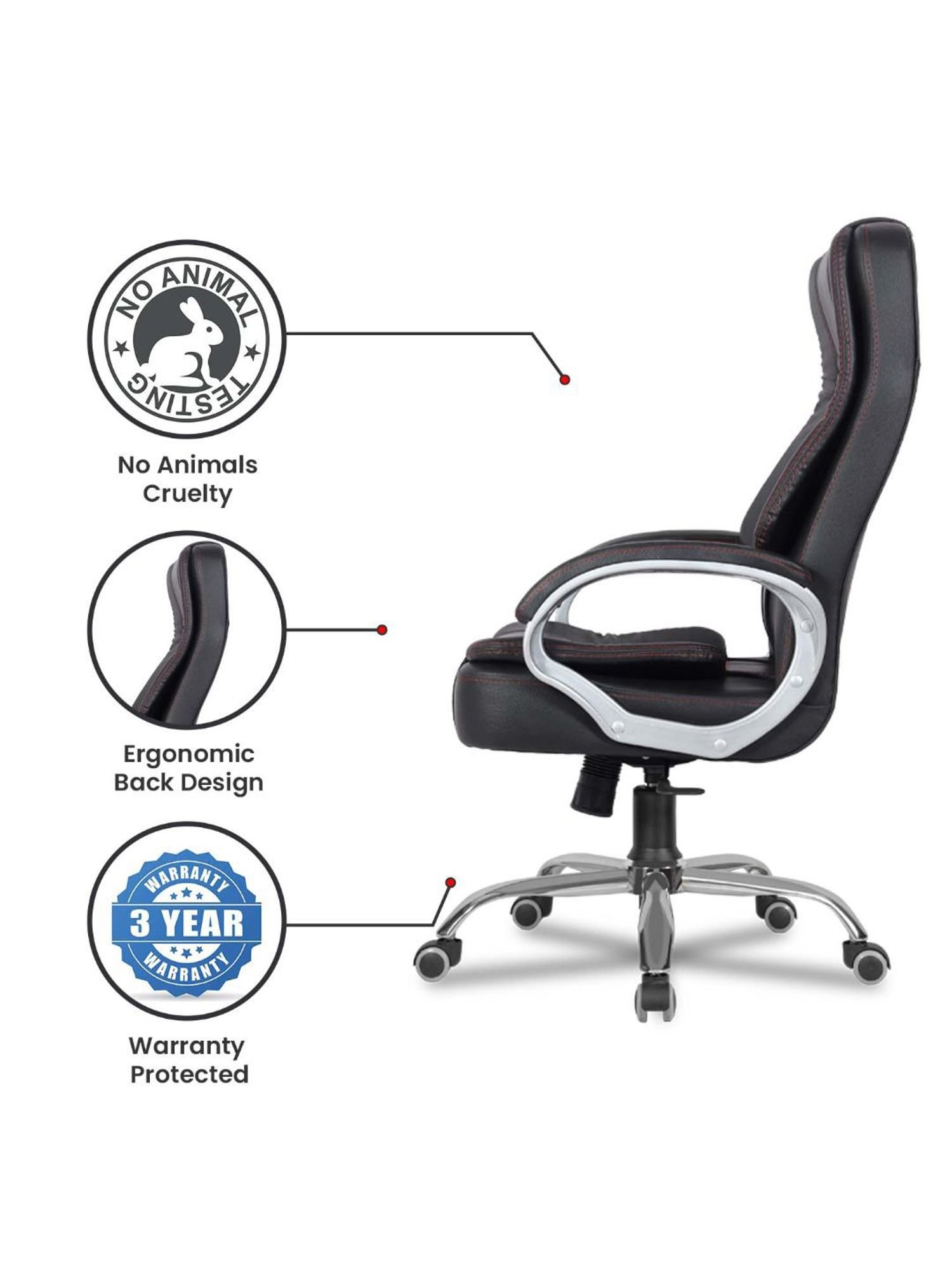 Green Soul Vienna Black PU Leather High Back Chair