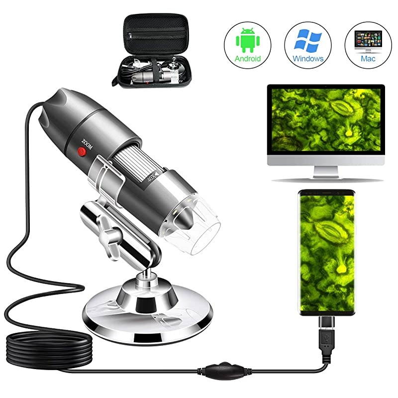 USB Microscope Camera 40X to 1000X  Digital Microscope with Metal Stand amp Carrying Case Compatible with Android Windows 7 8 10 Linux Mac Portable Microscope Camera USB Microscope