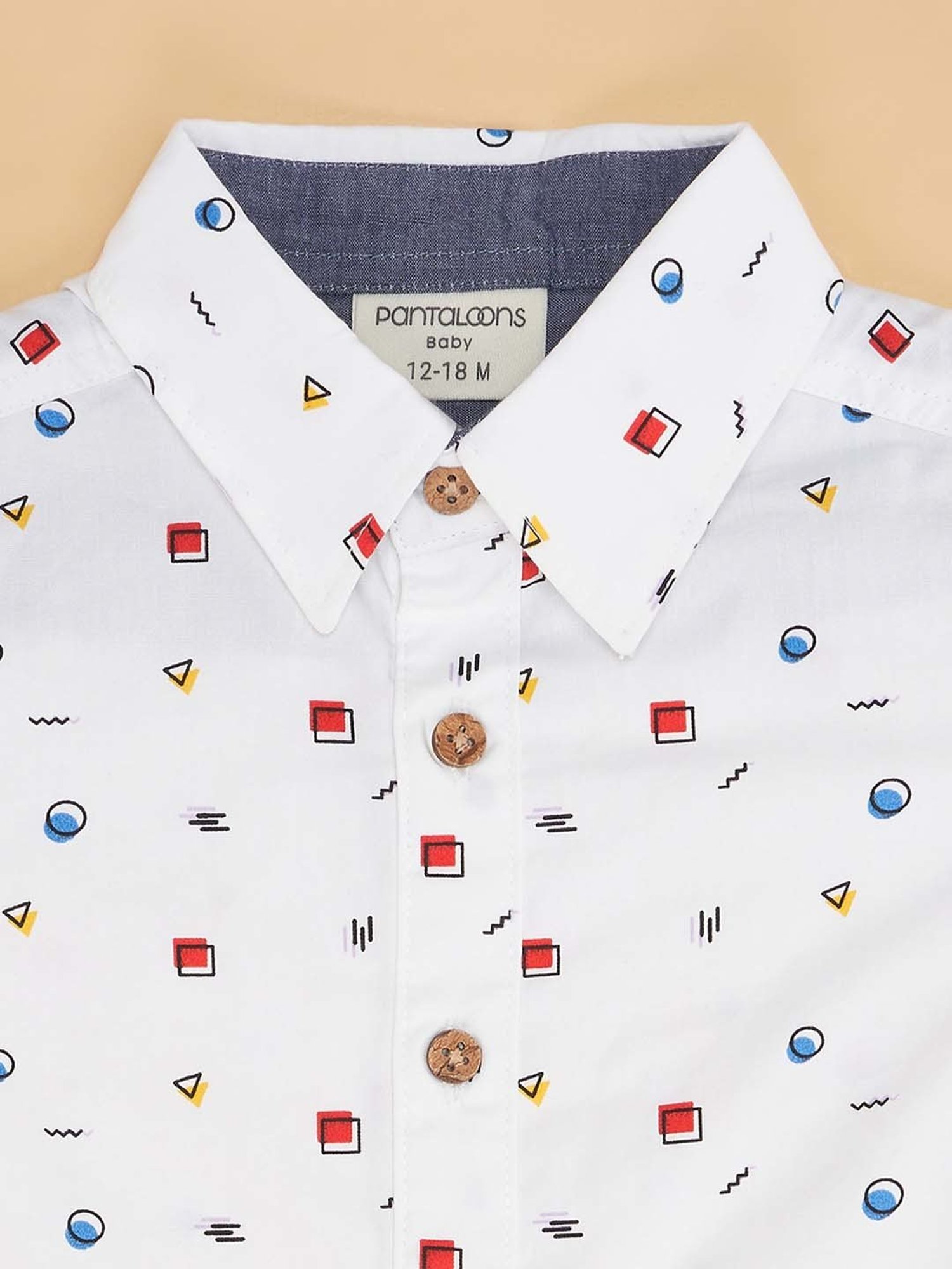 Pantaloons Baby White Cotton Printed Shirt