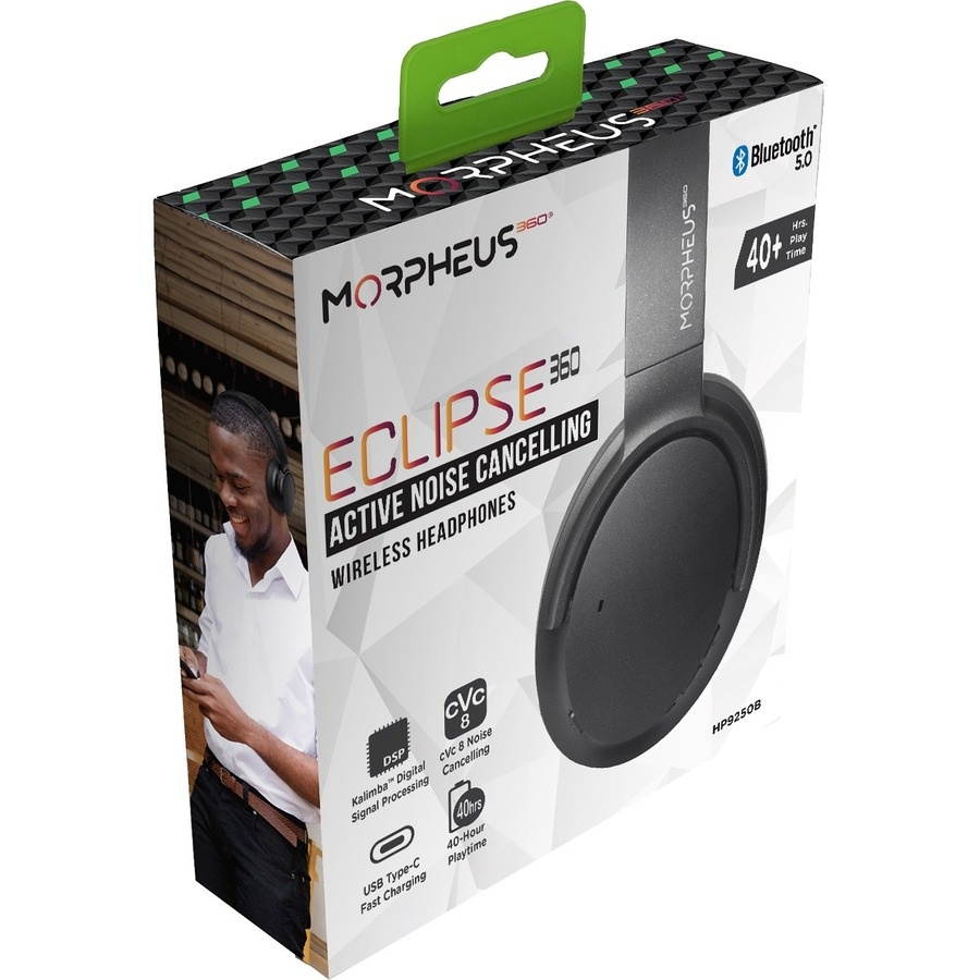 Morpheus ECLIPSE 360 Wireless Noise Cancelling Over-Ear Headphones Black HP9250B