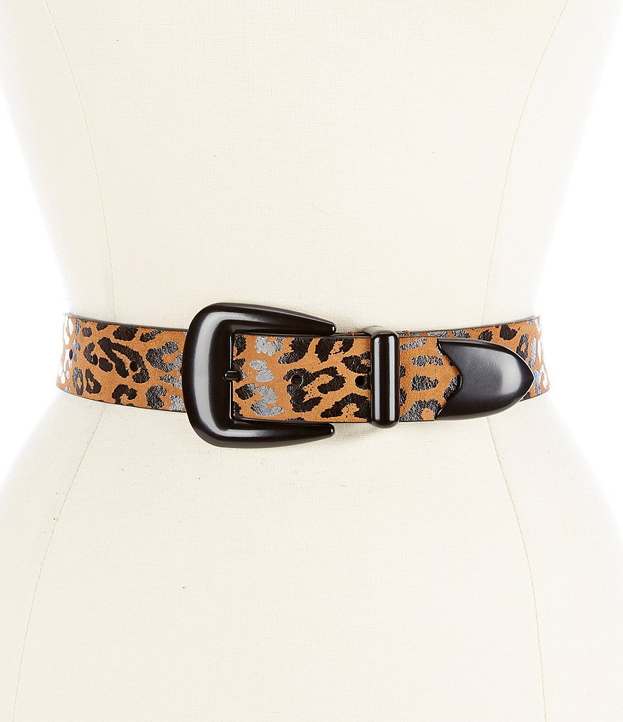 REBECCA MINKOFF 1.5#double; Erin Western Leopard Printed Jean Belt