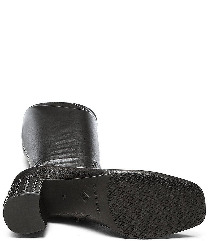 Donald Pliner Cassidy Leather Stretch Shaft Studded Heel Tall Boots