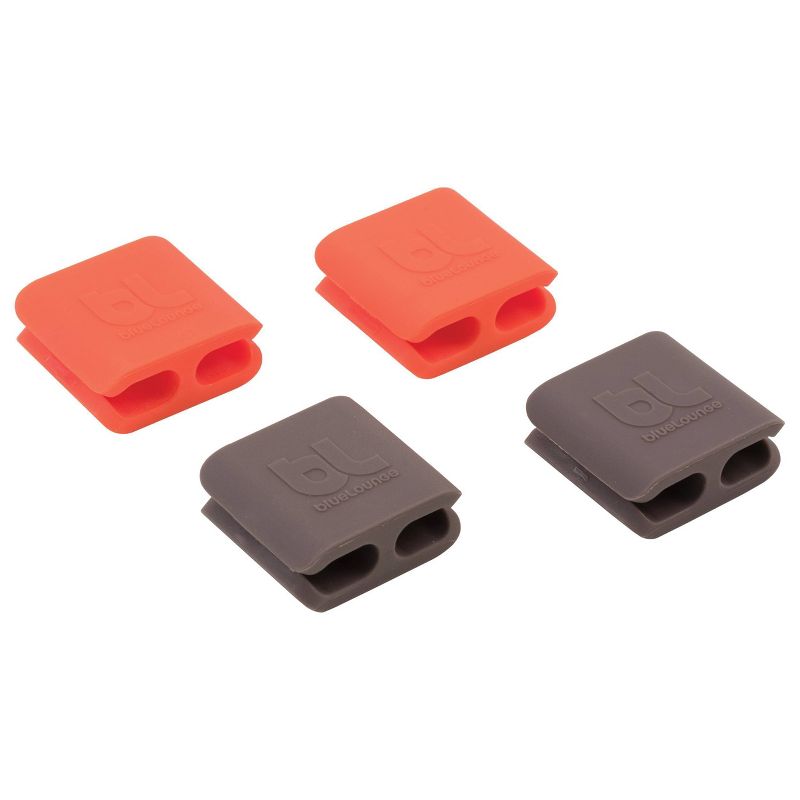 4pk CableClip Multi-Purpose Clips Medium Orange/Gray - BlueLounge