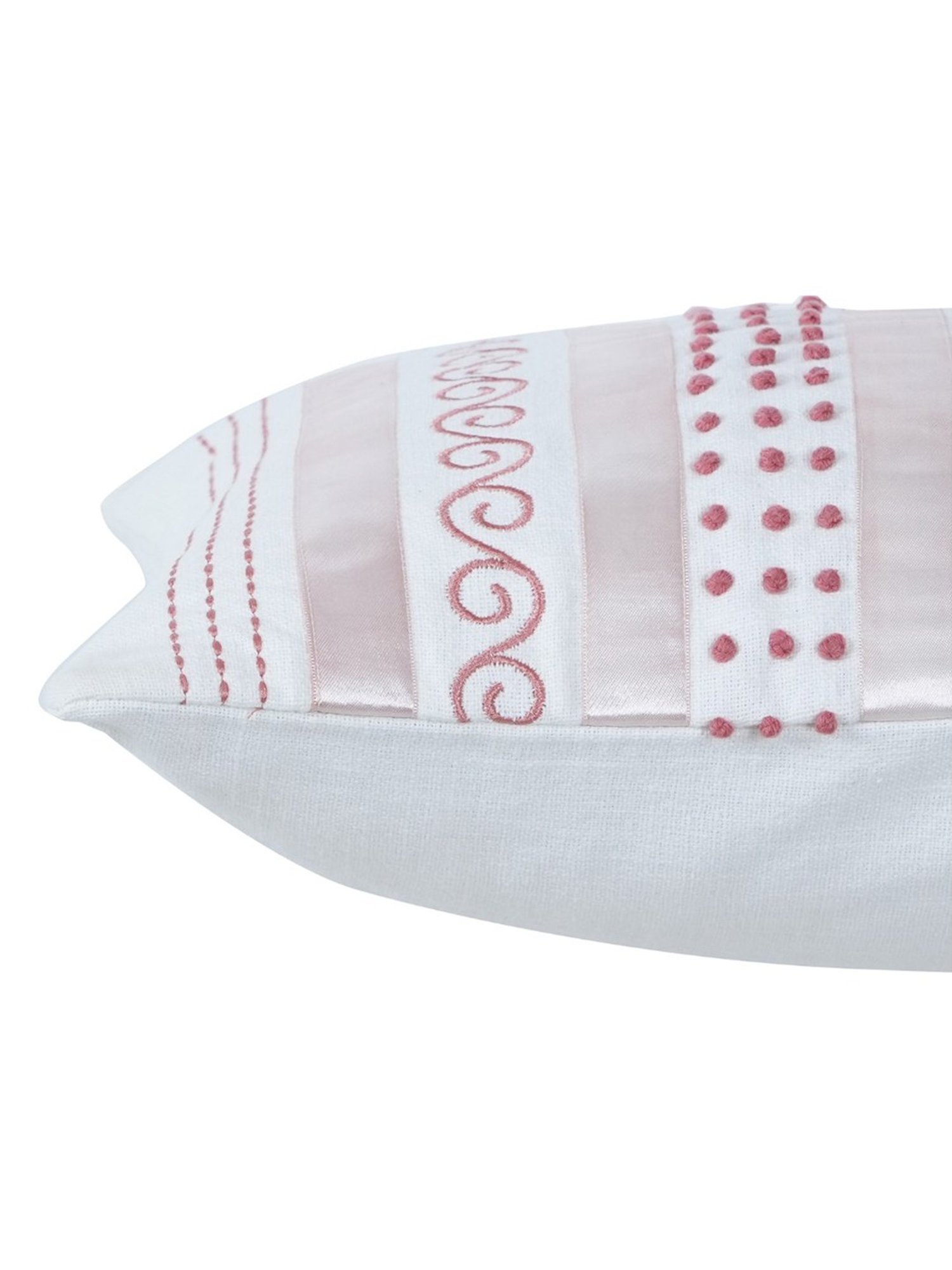 Maspar Tranquil Essence Adornment Lacery Embroidery Peach Cotton Medium Cushion Cover