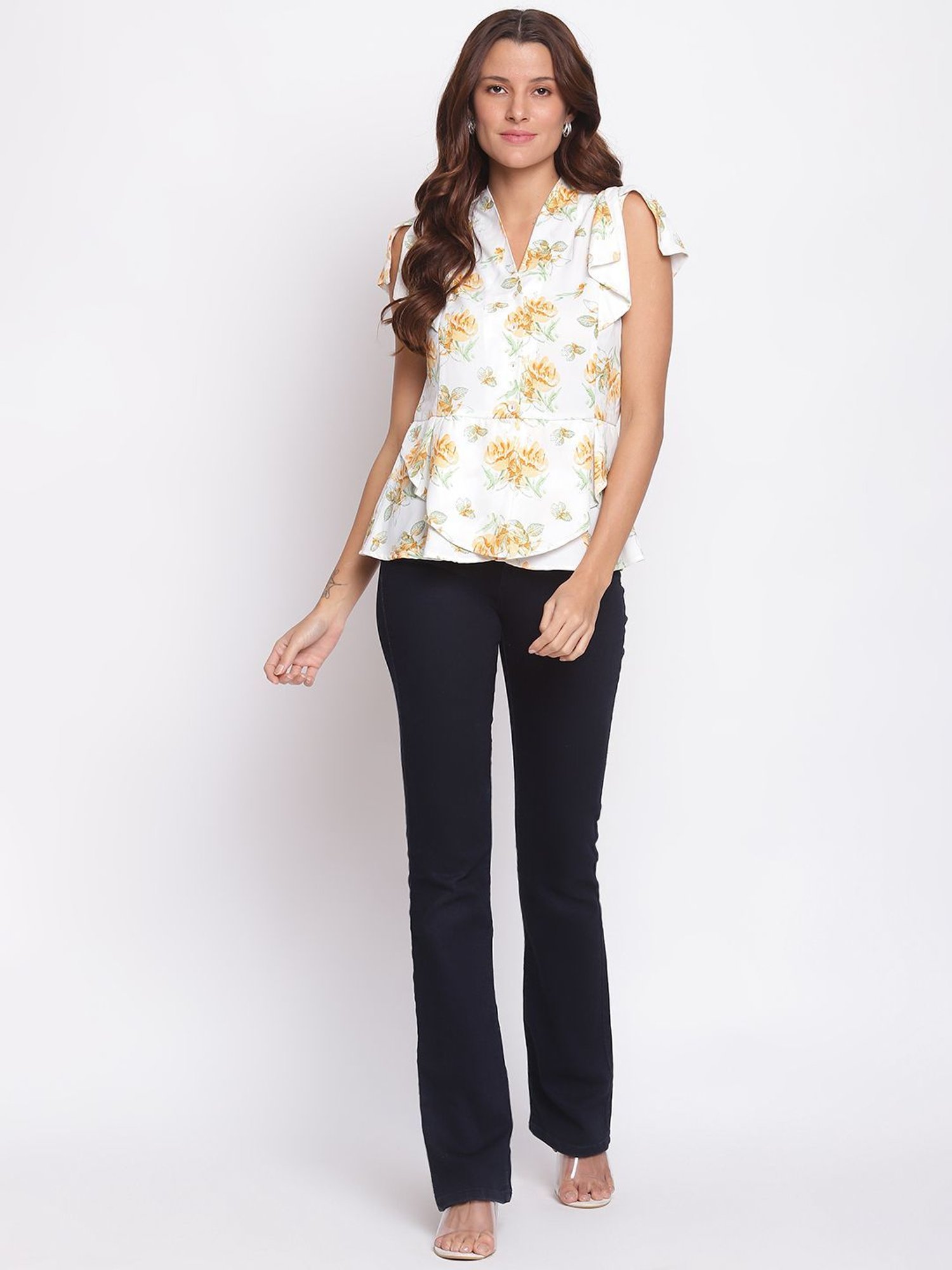 Latin Quarters White Floral Print Top