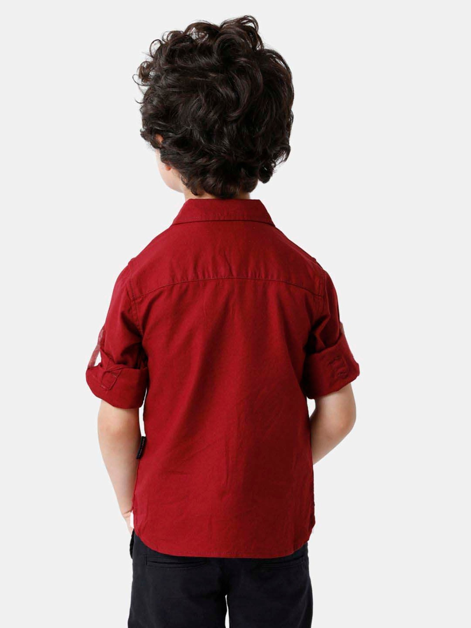 Kate & Oscar Kids Maroon Cotton Regular Fit Full Sleeves Shirt