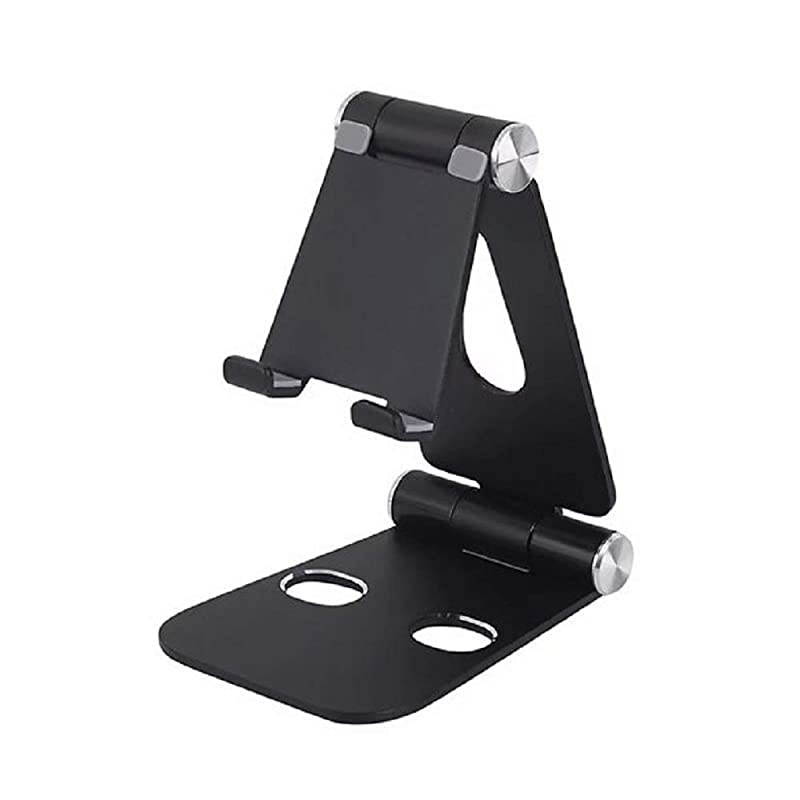 Portable Universal Dual Foldable Adjustable Cell Phone Desk Stand Tablet Stand Compatible with Phone 11 Pro Xs Max Xr X 8 7 6 6s Plus and 47 Inch Devices Black