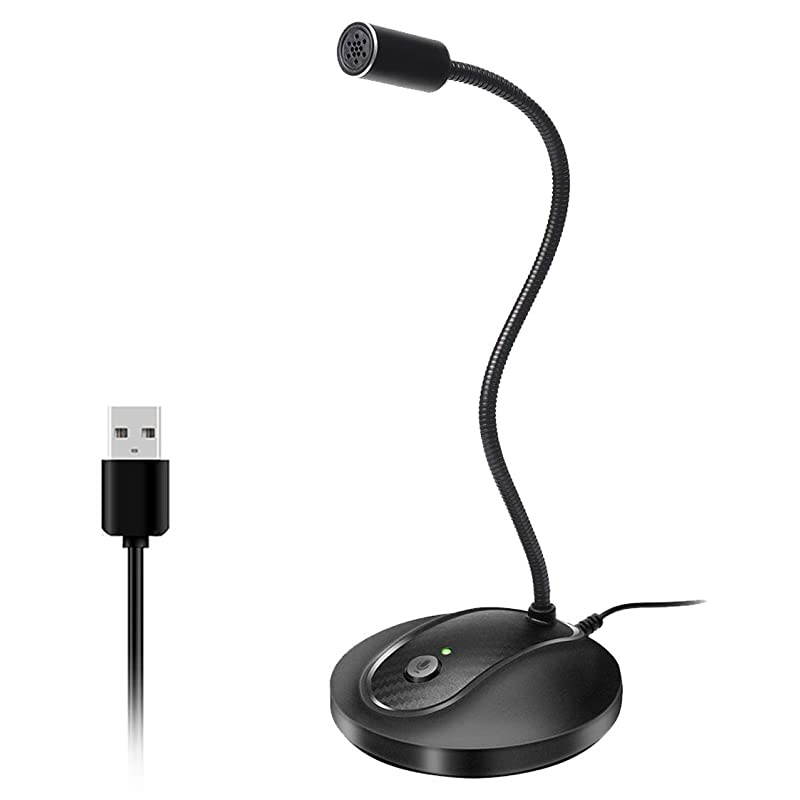 Desktop Microphone with Mute ButtonPlugPlay CondenserComputer PC Laptop Mac PS4 Mic LED Indicator 360 Gooseneck Design Recording Dictation YouTube Gaming Streaming Omnidirectional