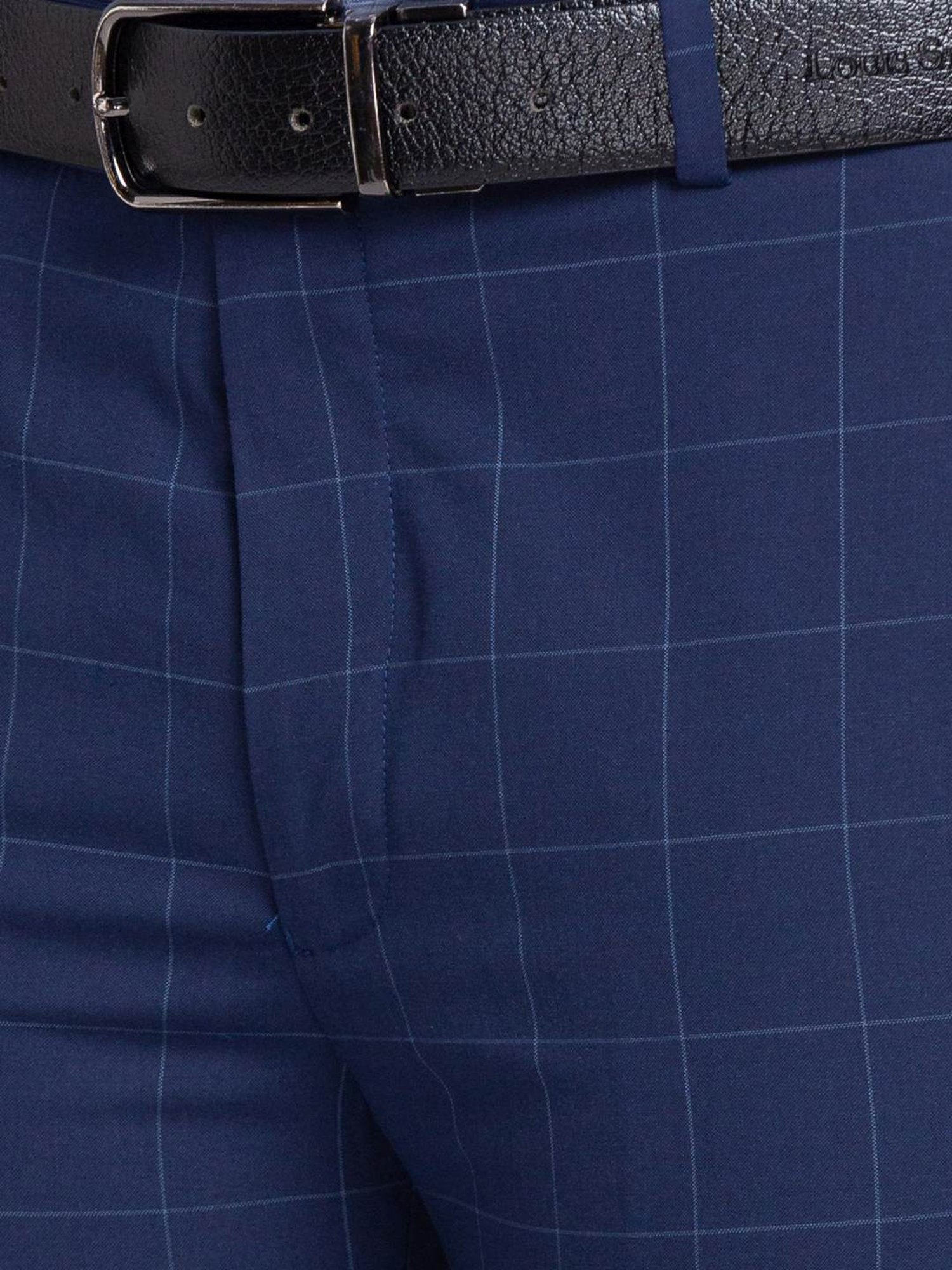 Park Avenue Blue Super Slim Fit Checks Trousers