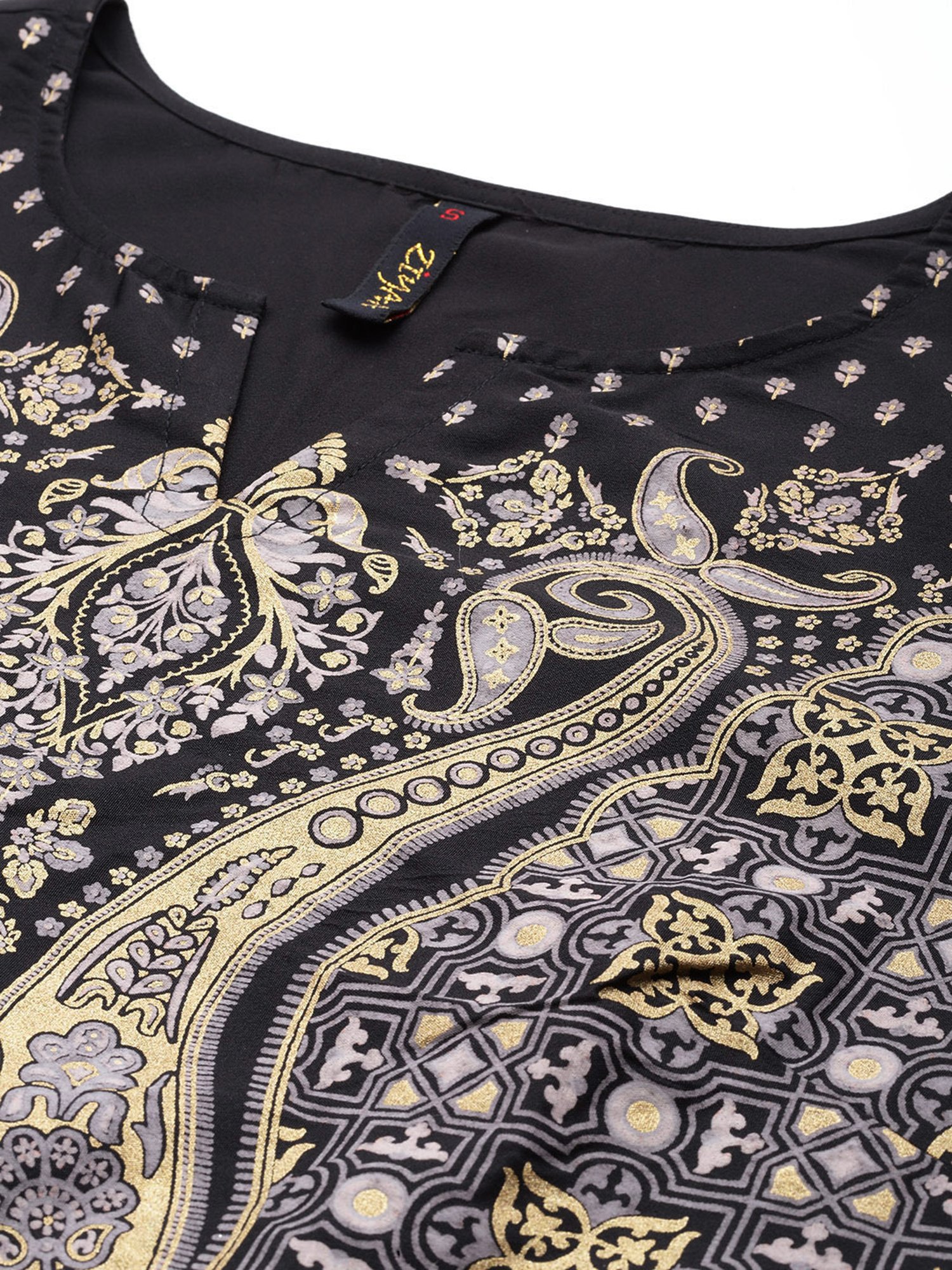 Ziyaa Black Printed Kurta With Palazzo & Dupatta