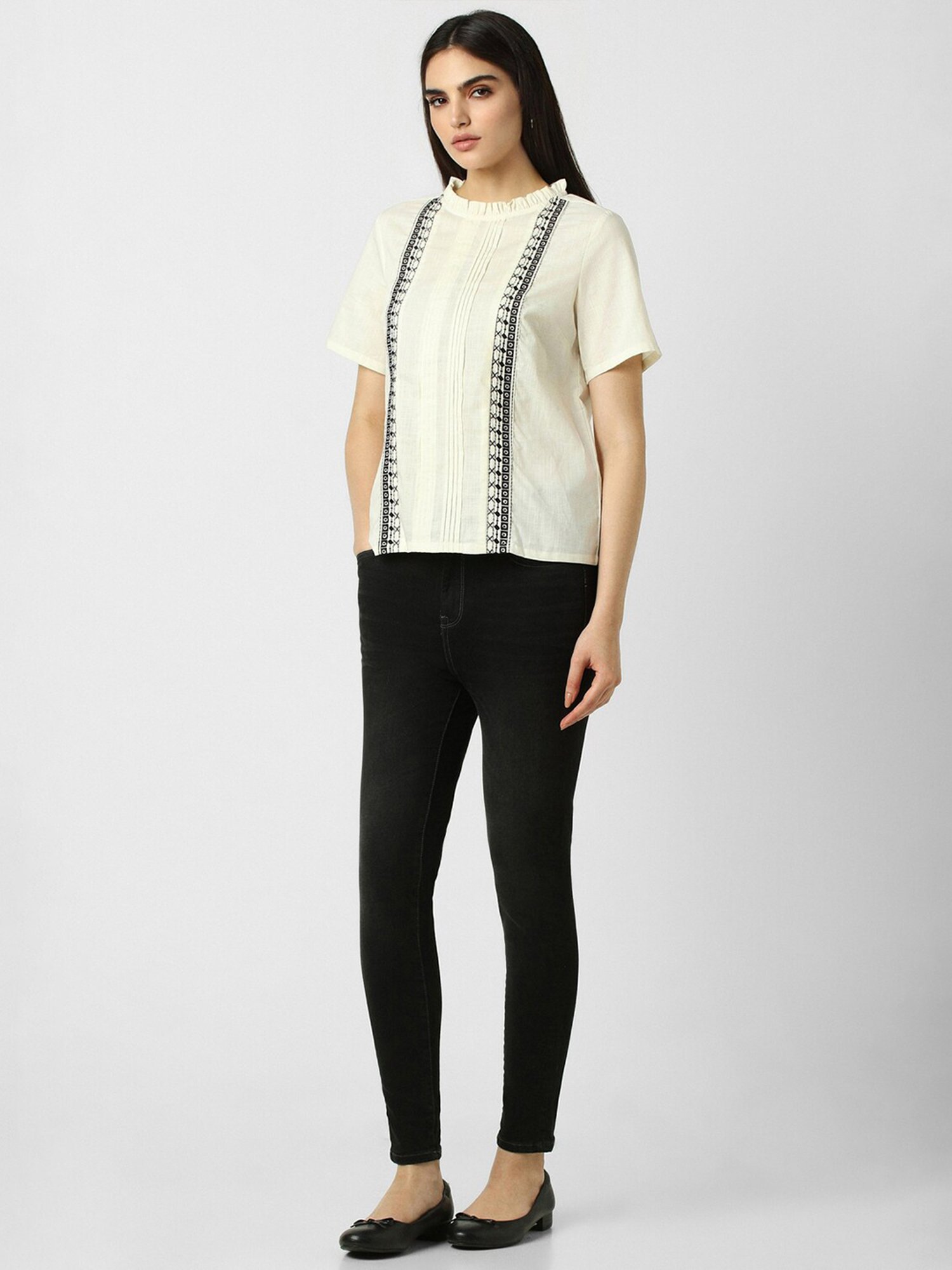 Van Heusen Beige Cotton Printed Top