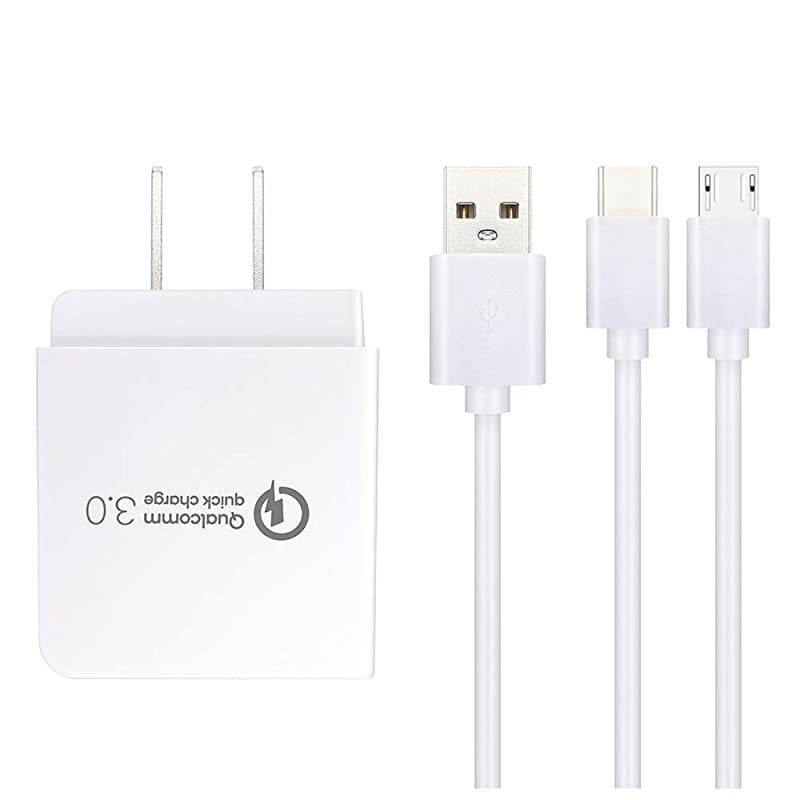 Wall Charger Fast Compatible for LG Android Smart PhoneG7G8V30 SV35V40 ThinQG4 G5 G6 G8S V10 V20 V30+StyloTributeAristo 2 3RisioFortunePhoenixRebelMicro USB Type C 2 Cords 5FT