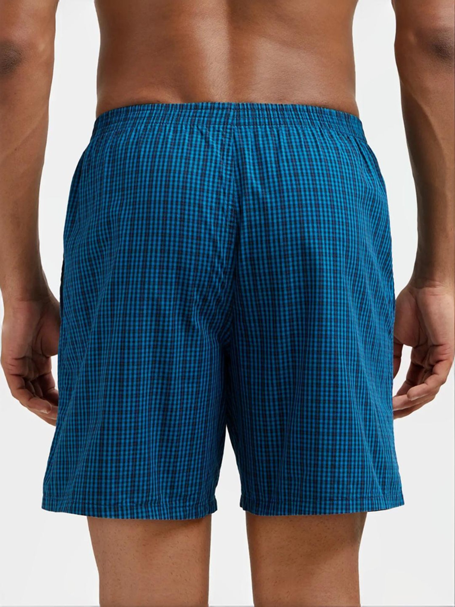 Jockey Blue & Black Regular Fit Check Boxer Shorts - Pack of 2