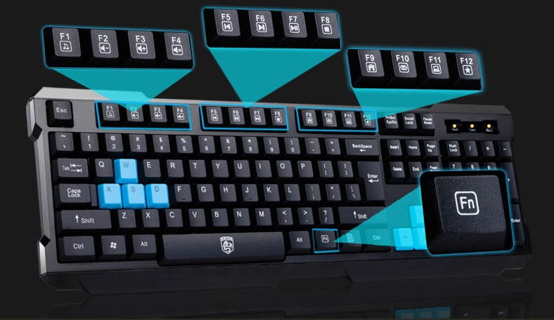 UKCOCO Gaming Keyboard Mouse Set Wireless Keyboard Mouse Kit for Computer Black