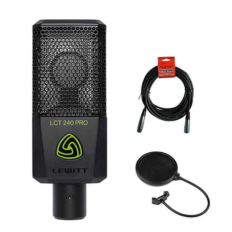 LCT-240 Pro Condenser Microphone (Black) with 20' XLR-XLR Cable & Pop Filter Bundle