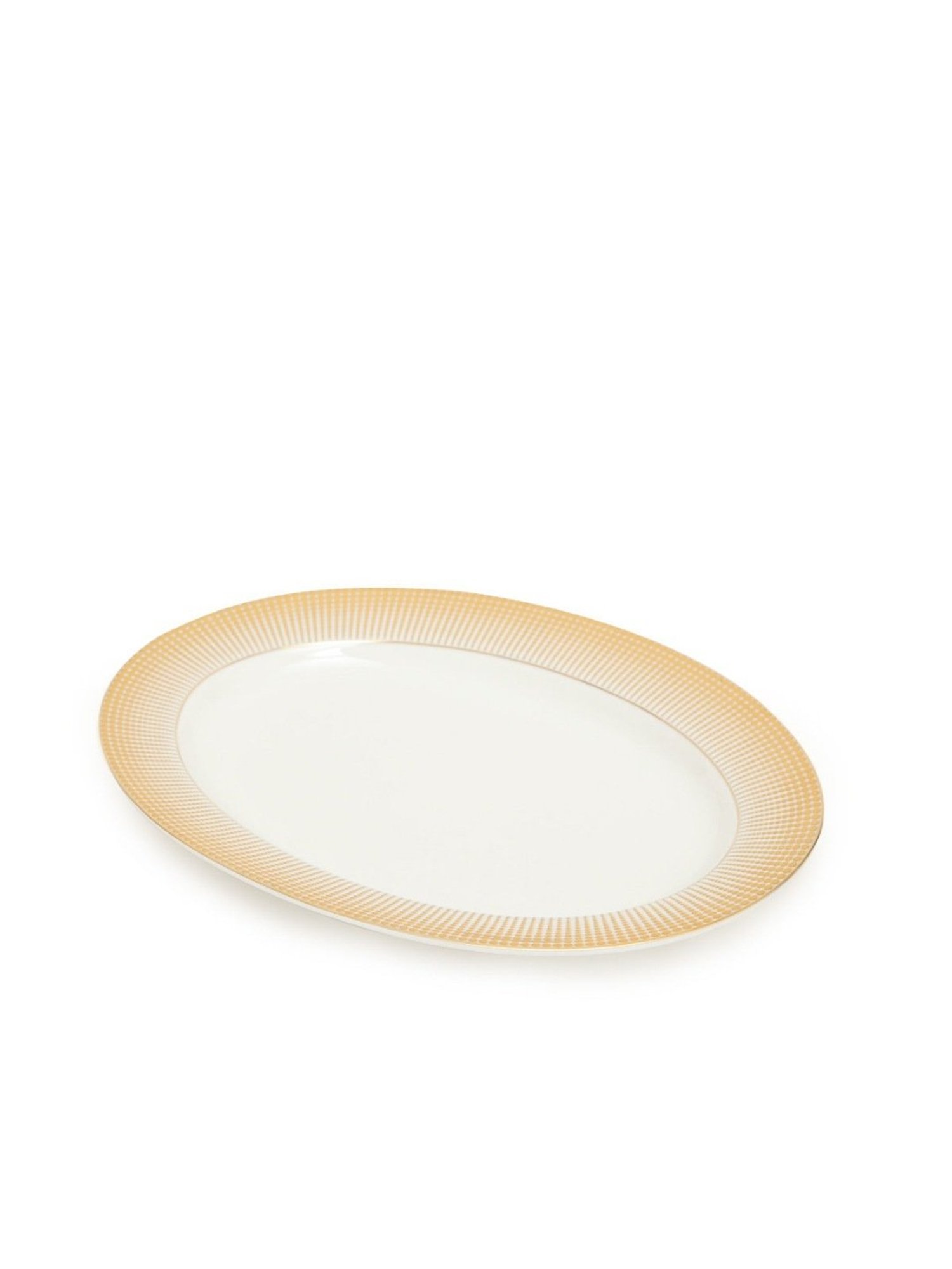 Home4U Aura Oval Color Bordered Gold Porcelain Platter