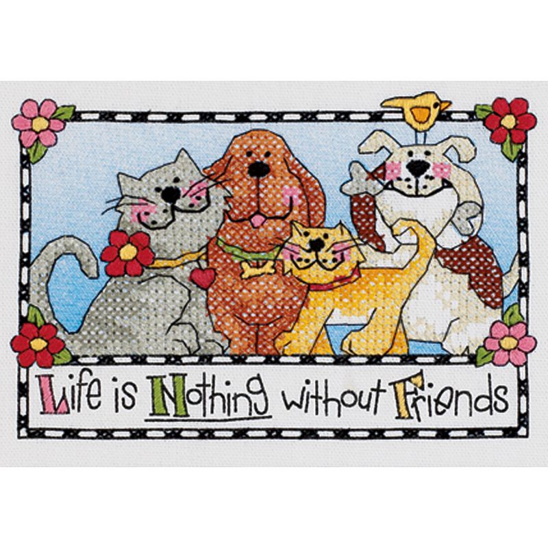 Dimensions Mini Stamped Cross Stitch Kit 7"X5"-Life Is Nothing Without Friends