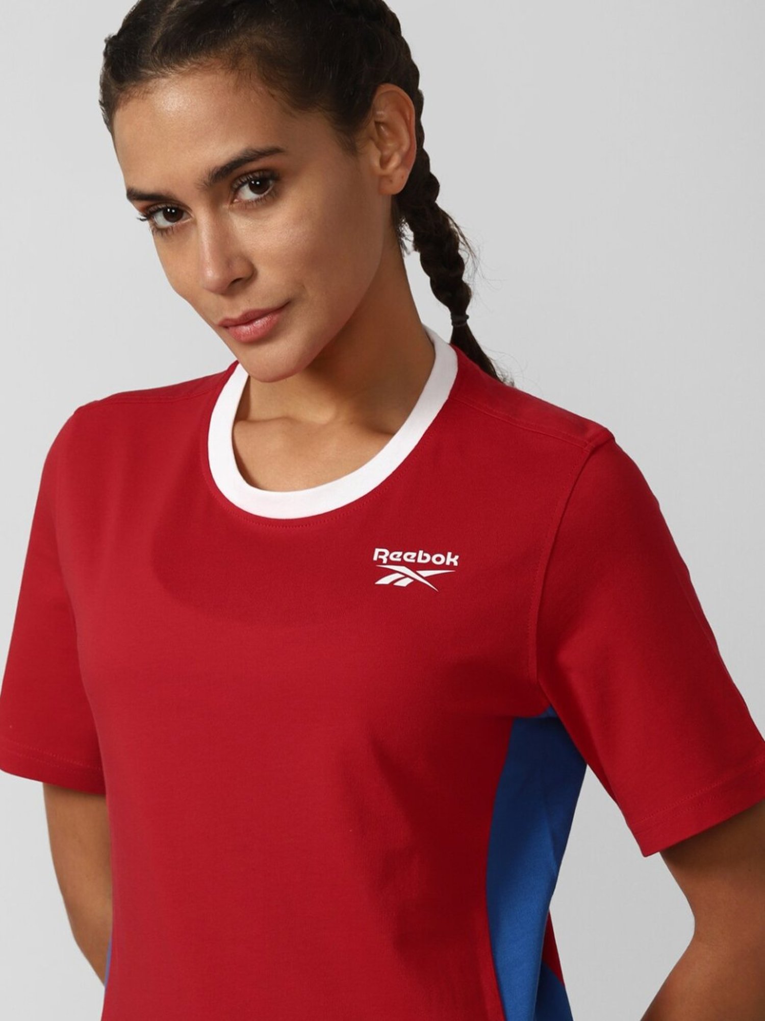 Reebok Red Cotton Logo Print T-Shirt